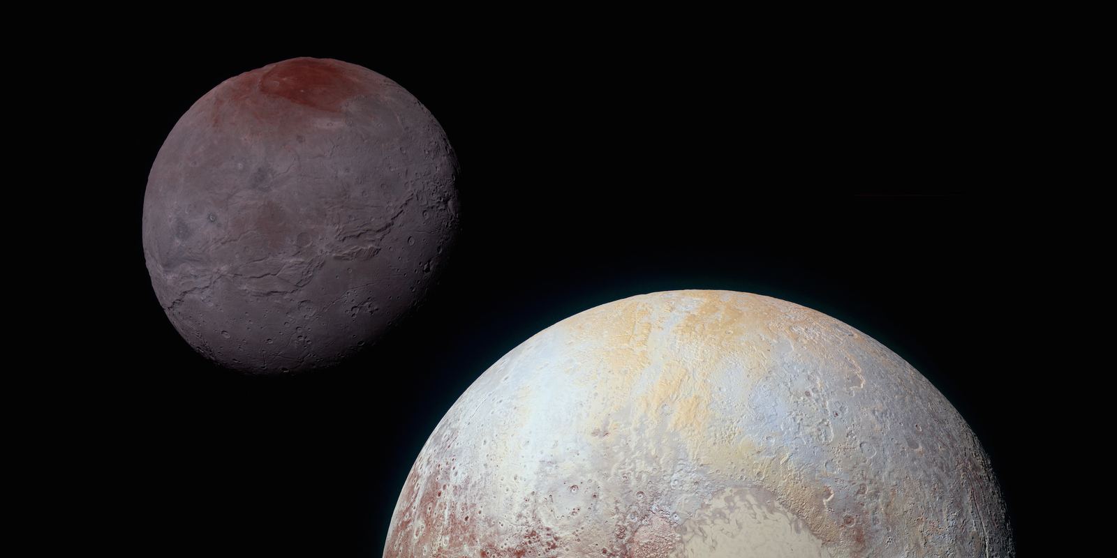 Pluto and its large moon Charon photographed by New Horizons