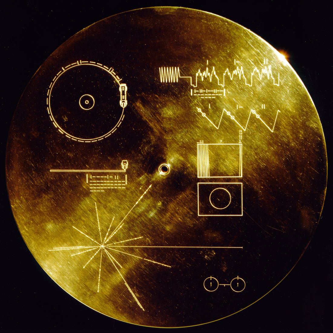 The gold-plated cover of the Voyager Golden Record